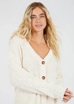 Brave Soul Cream Textured Knit Cardigan
