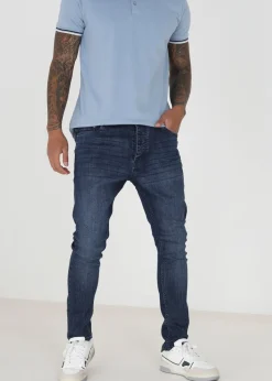 Brave Soul Dark Blue Cotton Blend Skinny Fit Denim Jeans