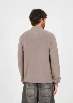 Brave Soul Grey Cotton Zip Through Funnel Neck Knit Jumper