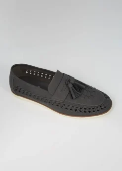 Brave Soul Grey Faux Leather Woven Loafers
