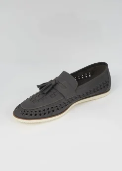 Brave Soul Grey Faux Leather Woven Loafers