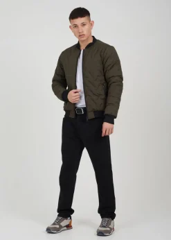 Brave Soul Khaki Heat Seal Bomber Style Jacket