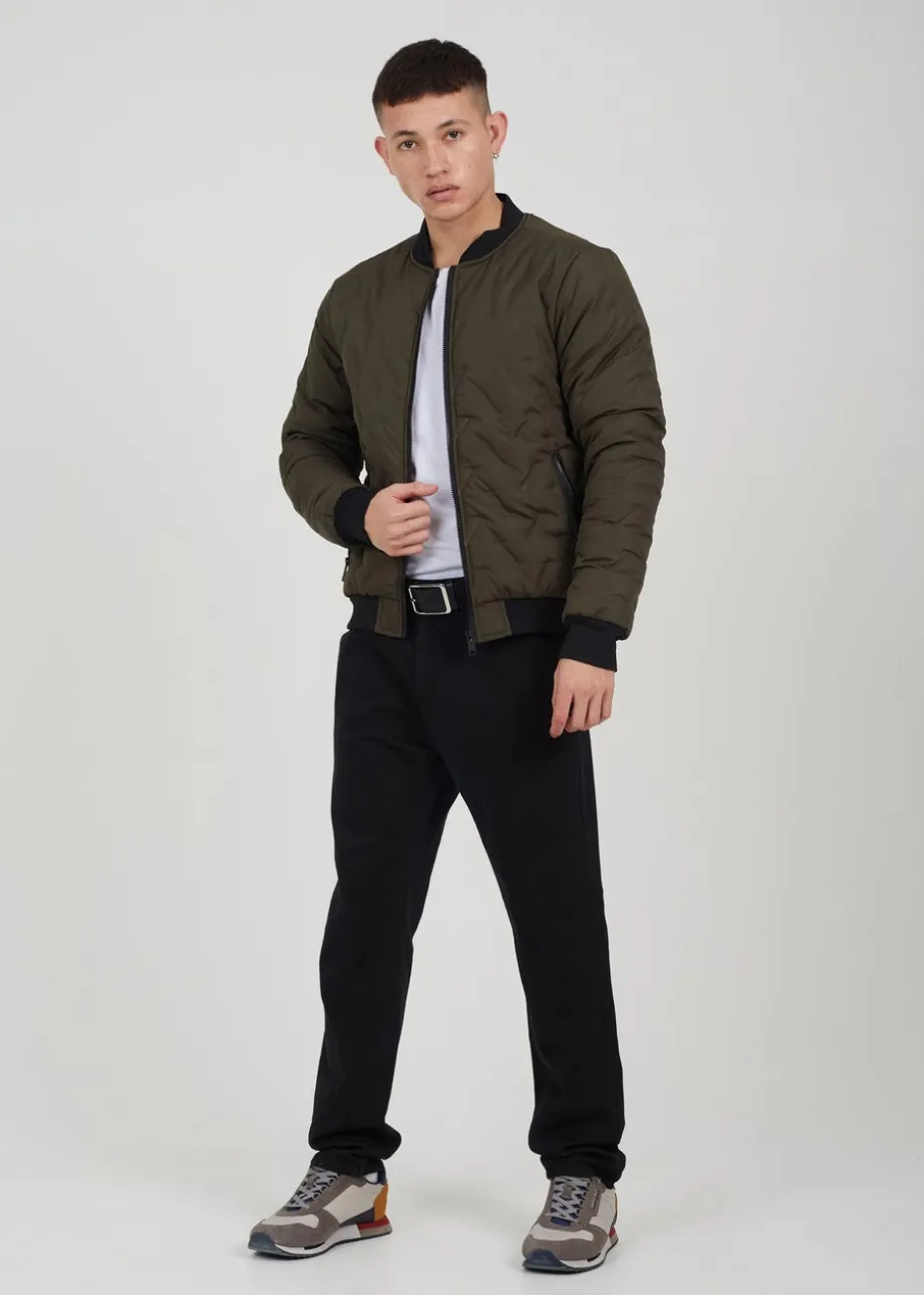 Brave Soul Khaki Heat Seal Bomber Style Jacket