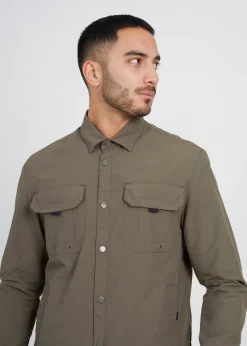 Brave Soul Khaki Lightweight Patch Pocket Shacket