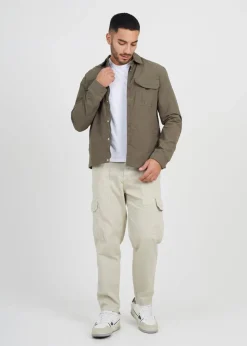 Brave Soul Khaki Lightweight Patch Pocket Shacket