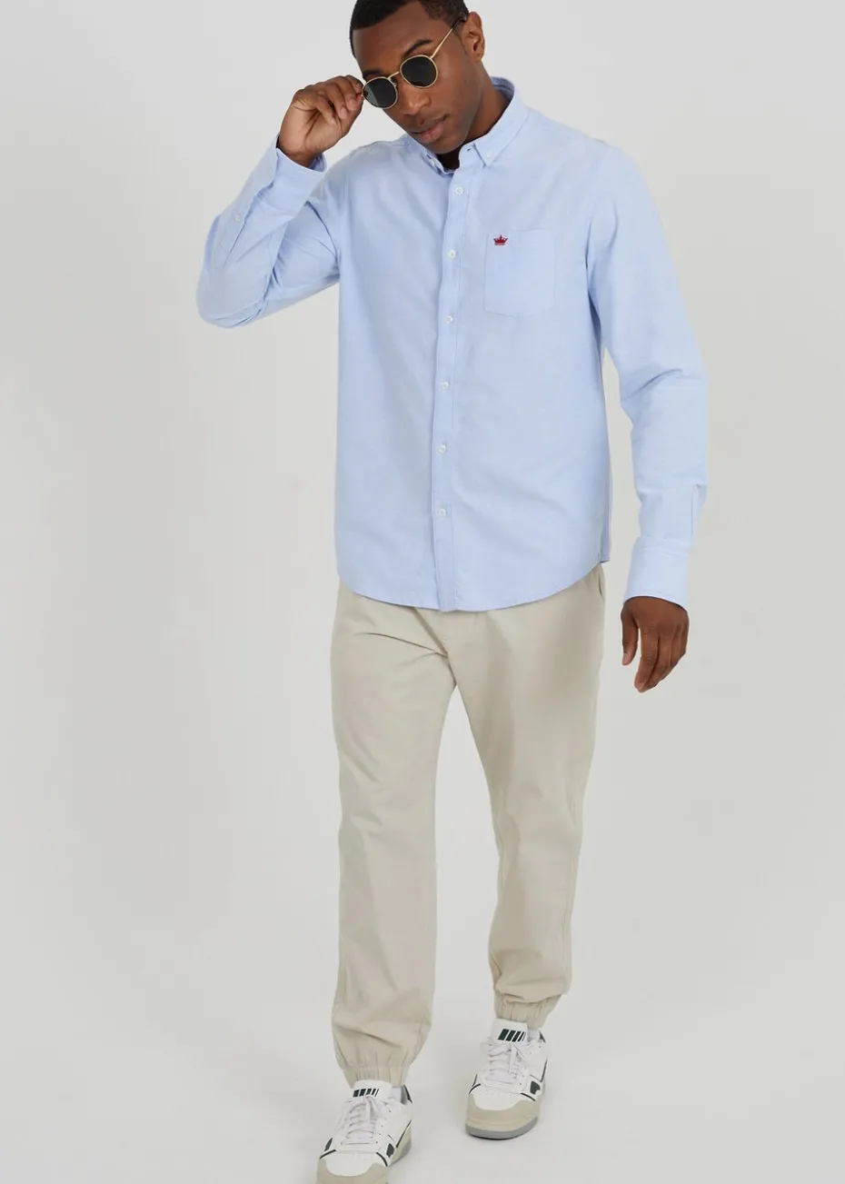 Brave Soul Light Blue Cotton Long Sleeve Oxford Shirt