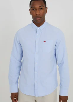 Brave Soul Light Blue Cotton Long Sleeve Oxford Shirt