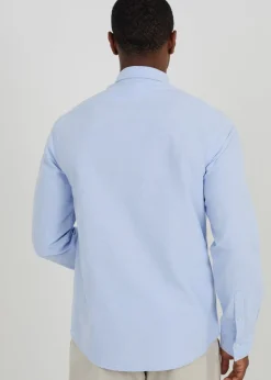 Brave Soul Light Blue Cotton Long Sleeve Oxford Shirt