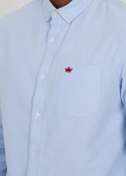 Brave Soul Light Blue Cotton Long Sleeve Oxford Shirt