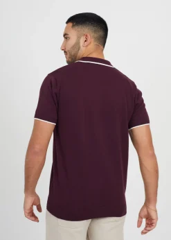 Brave Soul Maroon Short Sleeve Knitted Polo Shirt