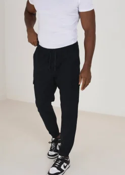 Brave Soul Navy Cotton Linen Blend Cargo Trousers