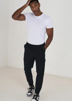 Brave Soul Navy Cotton Linen Blend Cargo Trousers