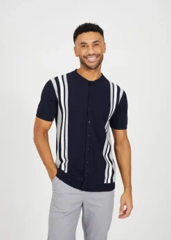 Brave Soul Navy Knitted Short Sleeve Shirt