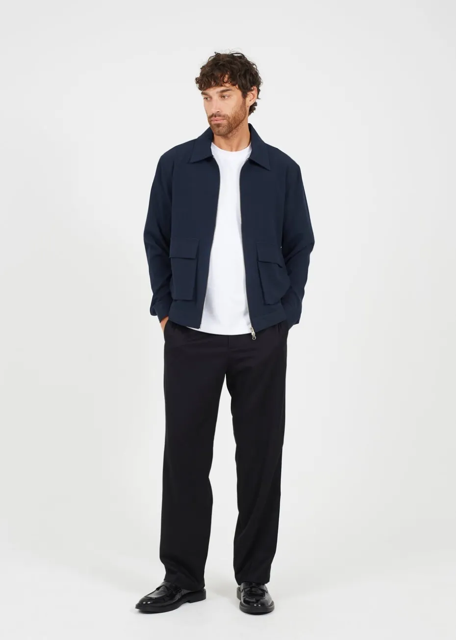 Brave Soul Navy Patch Pocket Harrington Jacket