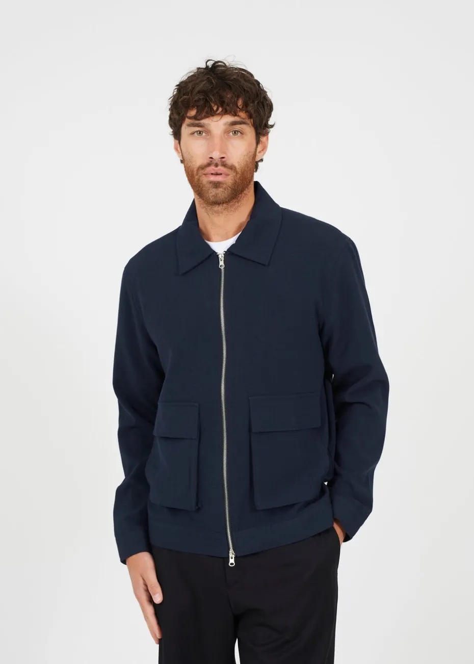 Brave Soul Navy Patch Pocket Harrington Jacket