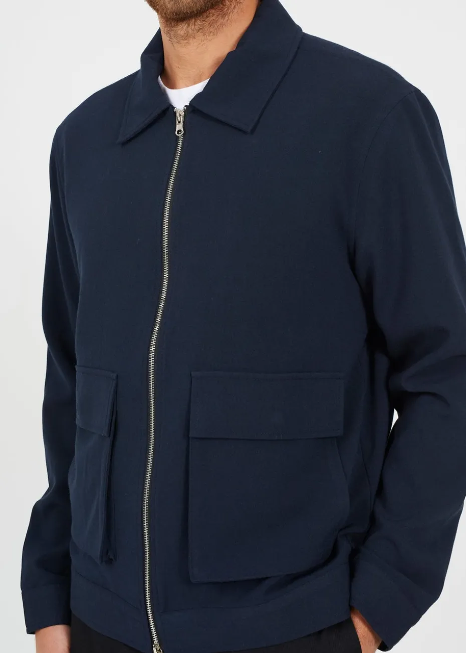 Brave Soul Navy Patch Pocket Harrington Jacket