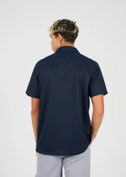 Brave Soul Navy Revere Collar Short Sleeve Shirt