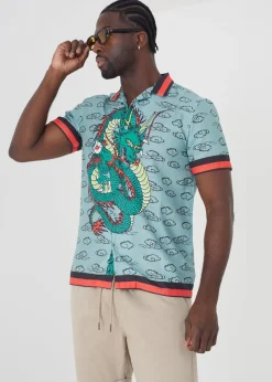 Brave Soul Soft Green Graphic Print Short Sleeve Shirt