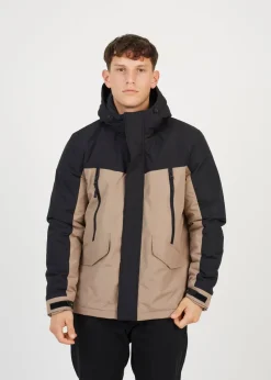 Brave Soul Stone Colour Block Hooded Jacket