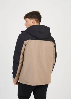 Brave Soul Stone Colour Block Hooded Jacket