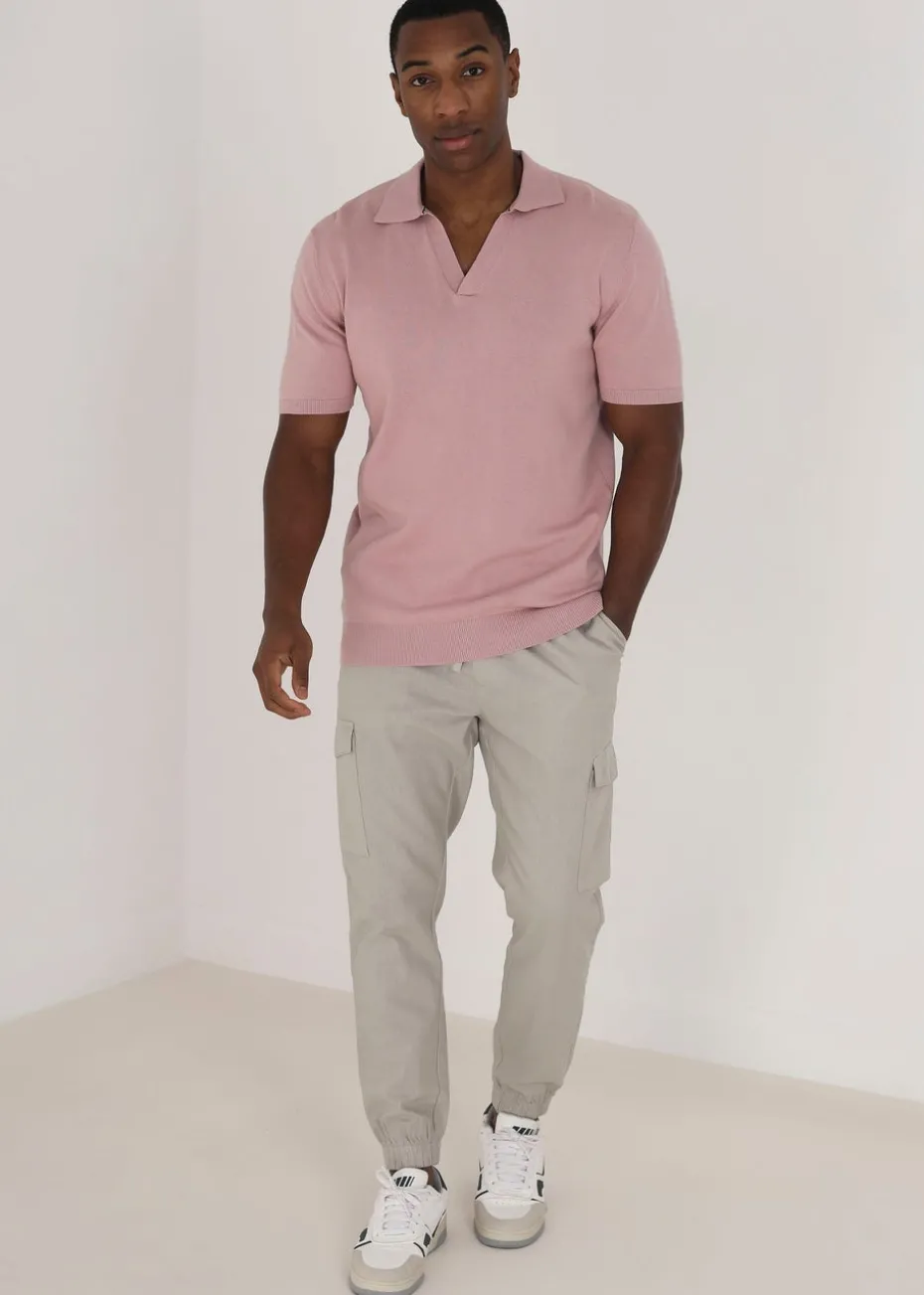 Brave Soul Stone Cotton Linen Blend Cargo Trousers