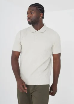 Brave Soul Stone Short Sleeve Jacquard Polo Shirt