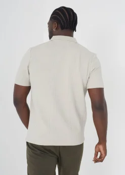 Brave Soul Stone Short Sleeve Jacquard Polo Shirt