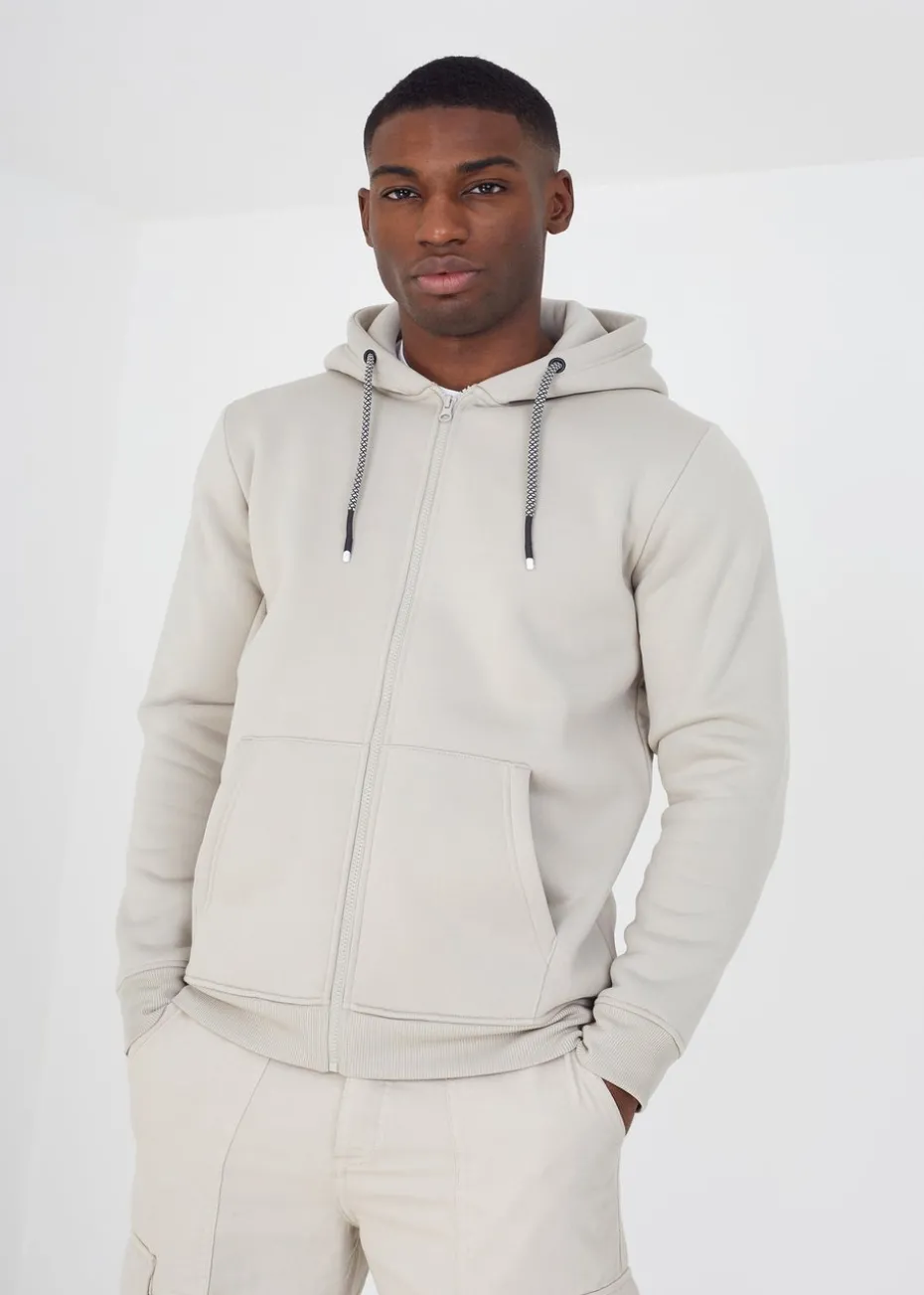 Brave Soul Stone Zip Through Hoodie