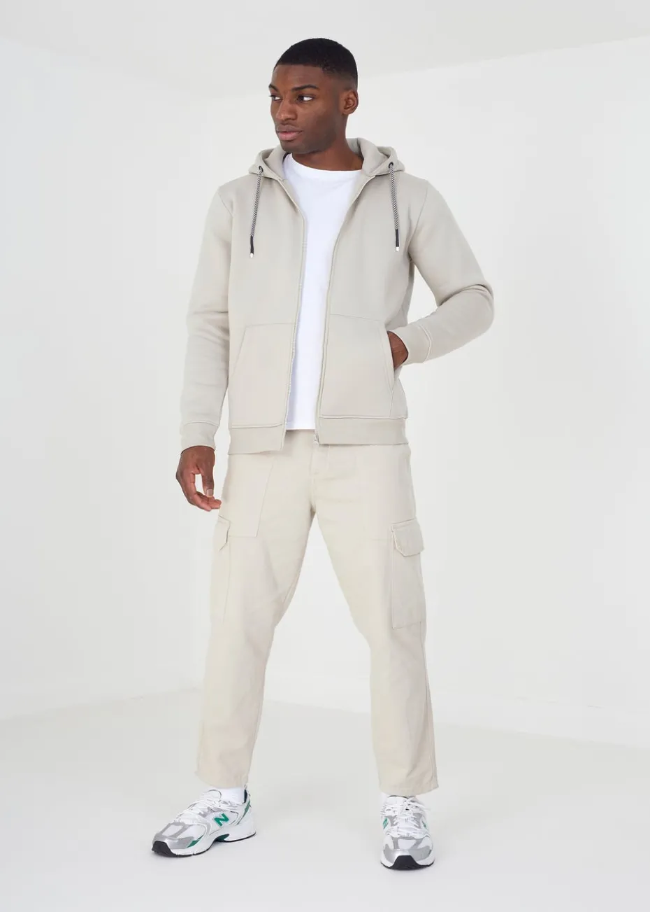 Brave Soul Stone Zip Through Hoodie