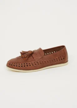 Brave Soul Tan Faux Leather Woven Loafers