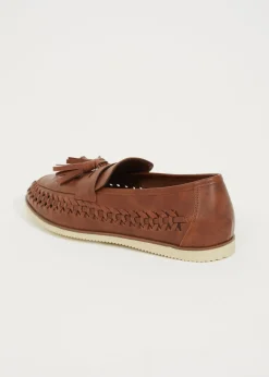 Brave Soul Tan Faux Leather Woven Loafers