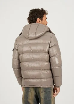 Brave Soul Taupe Hooded Padded Puffer Jacket with Detachable Hood