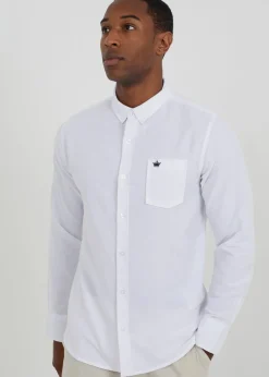 Brave Soul White Cotton Long Sleeve Oxford Shirt