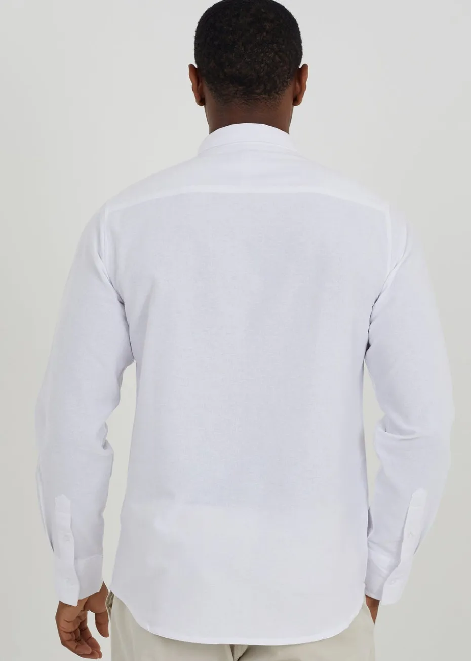Brave Soul White Cotton Long Sleeve Oxford Shirt