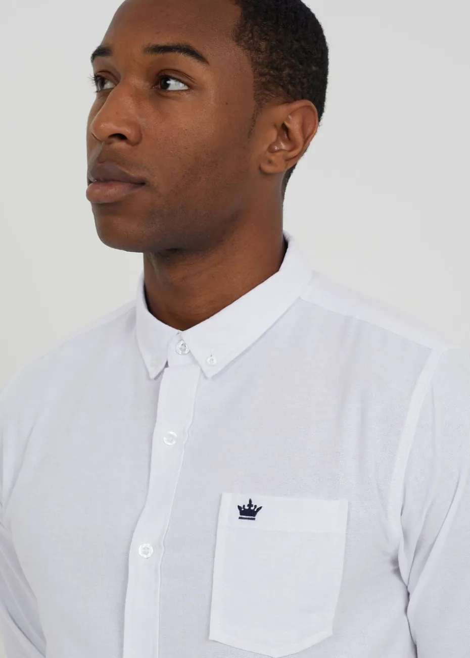Brave Soul White Cotton Long Sleeve Oxford Shirt