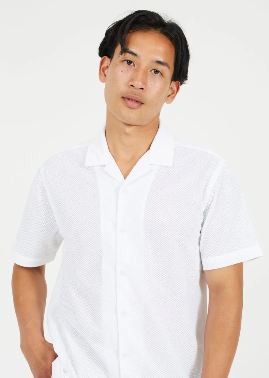 Brave Soul White Revere Collar Short Sleeve Shirt
