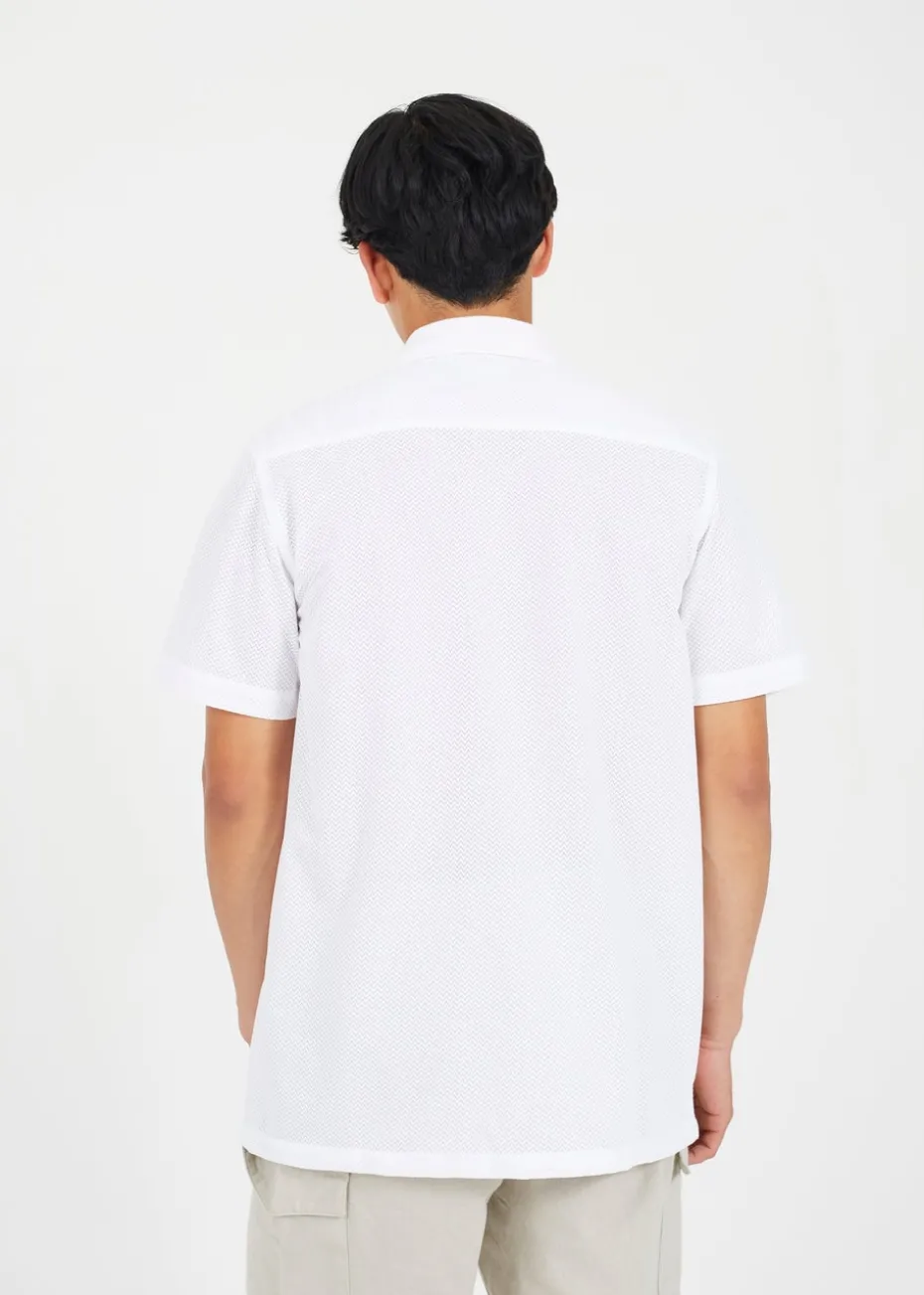 Brave Soul White Revere Collar Short Sleeve Shirt