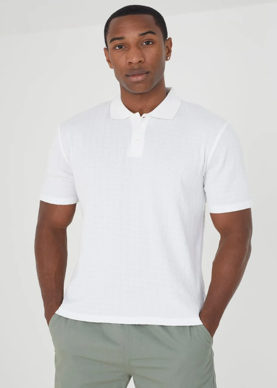 Brave Soul White Short Sleeve Polo Shirt