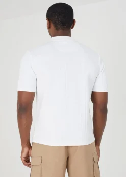 Brave Soul White Short Sleeve Jacquard Polo Shirt