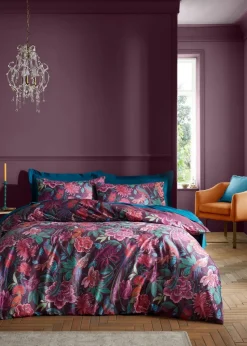 Bridgerton By Catherine Lansfield Kate Floral Soft Velvet Duvet Cover Set