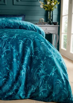 Bridgerton By Catherine Lansfield Regal Birds Soft Velvet Duvet Cover Set
