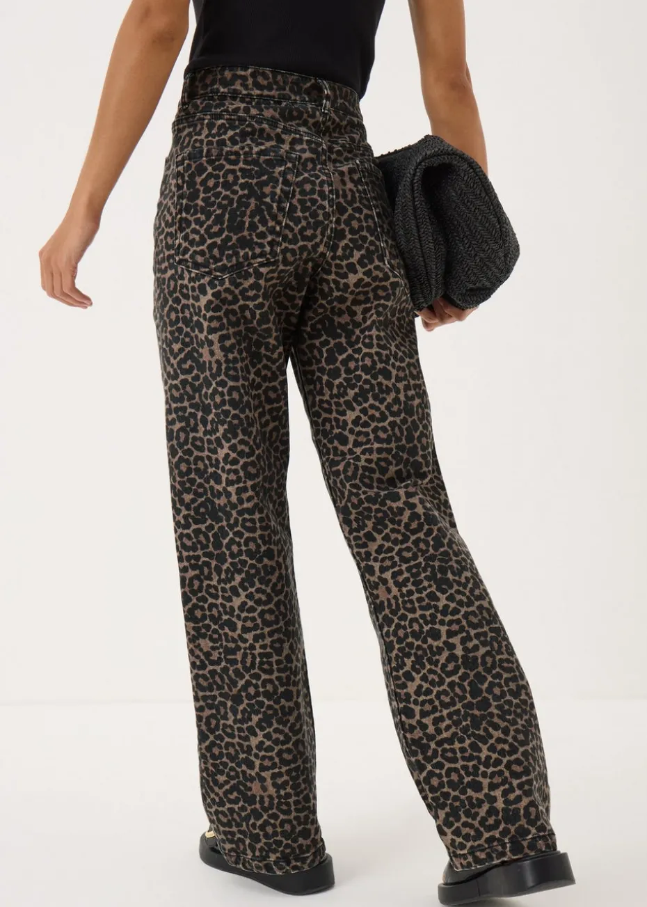 Brown Animal Print Straight Leg Relaxed Jeans