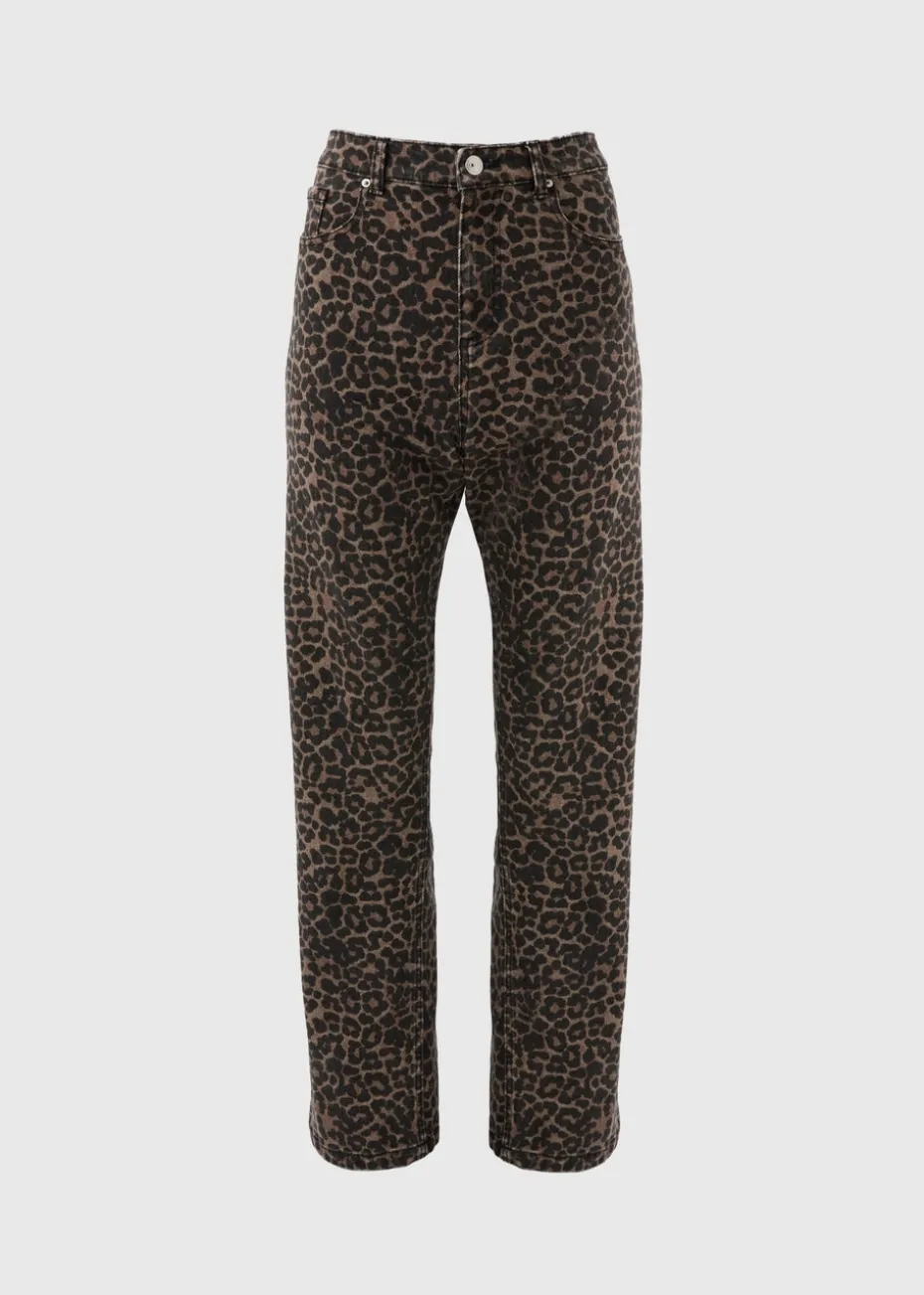 Brown Animal Print Straight Leg Relaxed Jeans