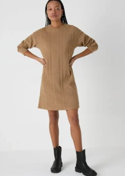 Brown Cable Knit Mini Dress