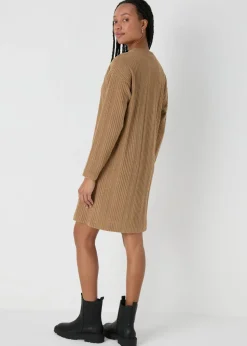 Brown Cable Knit Mini Dress