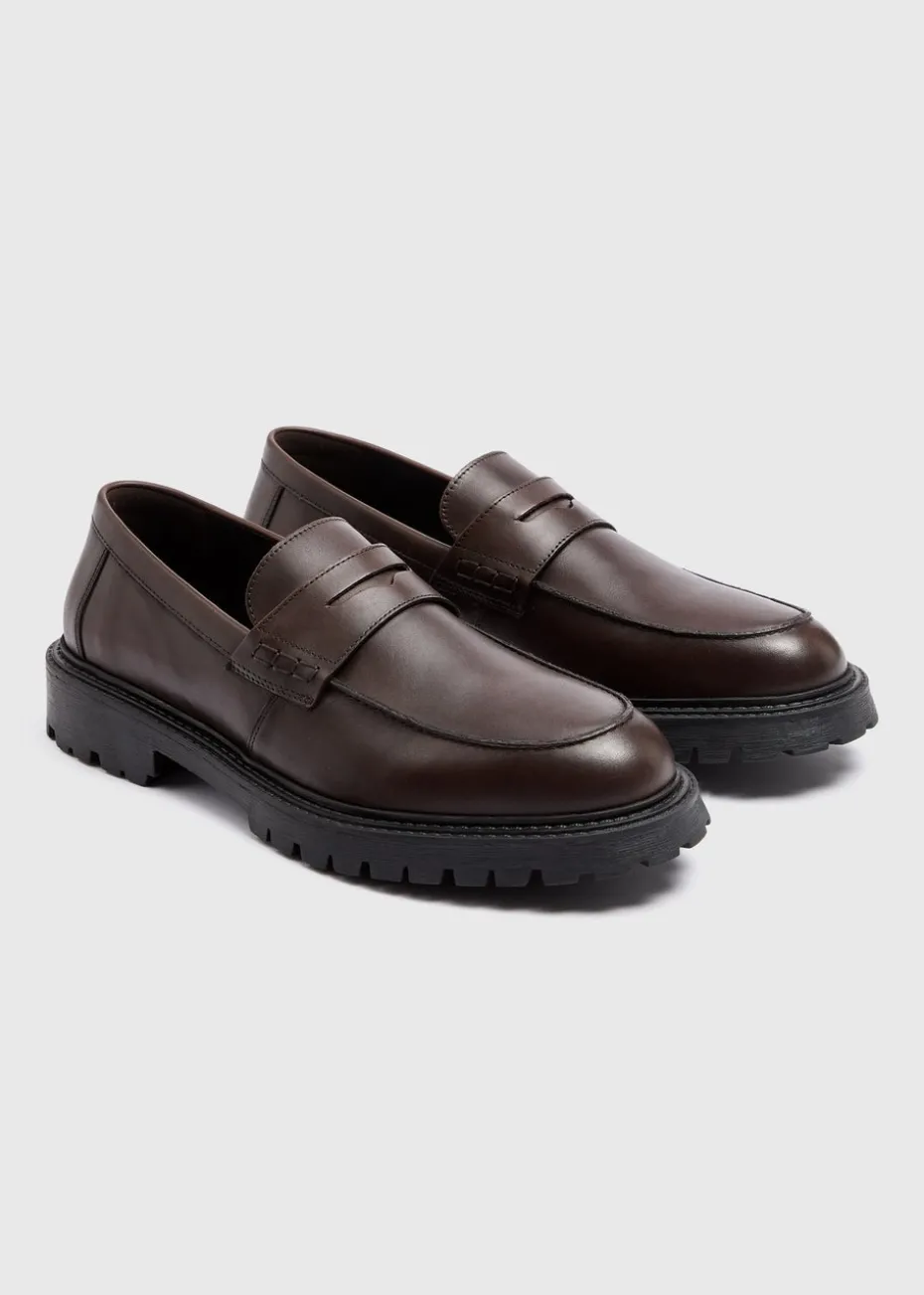 Brown Chunky Leather Loafers