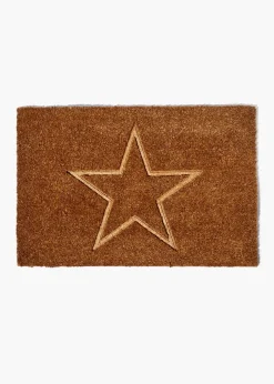 Brown Embossed Star Doormat