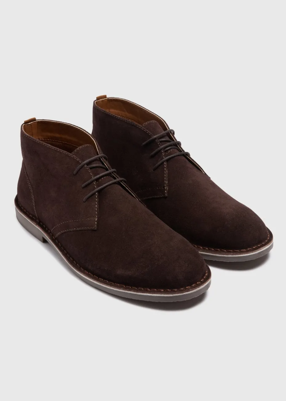 Brown Faux Suede Desert Boots