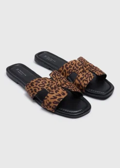 Brown Leopard Mule Sandals