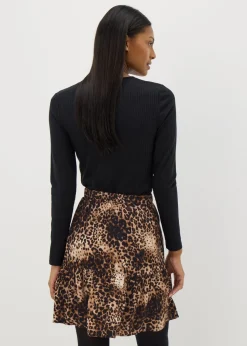 Brown Leopard Tiered Mini Skirt